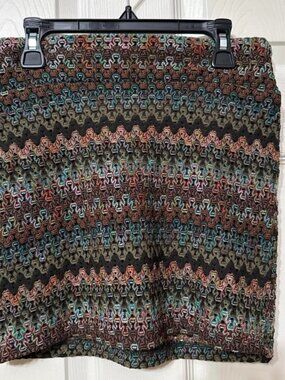 Knit brown, green, blue, and other colored mini skirt
